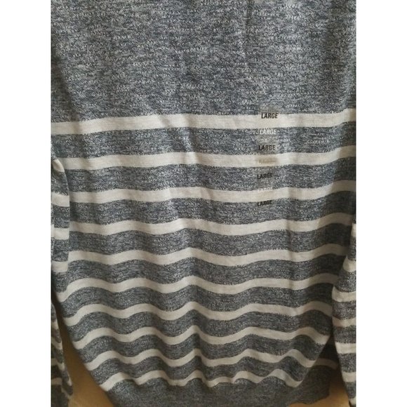 Mens Sonoma Size L Fine Gauge Charcoal Striped Crewneck Sweater Striped Gray NWT - Picture 3 of 5